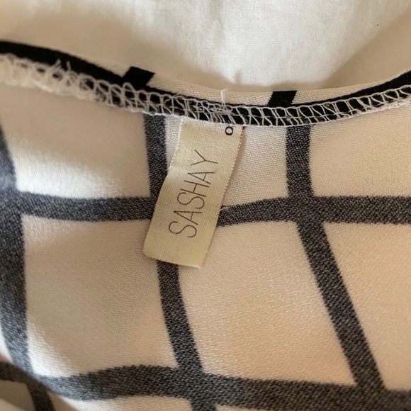 Hand Sewn Top with Black and White Grid Pattern - Picture 2 of 2